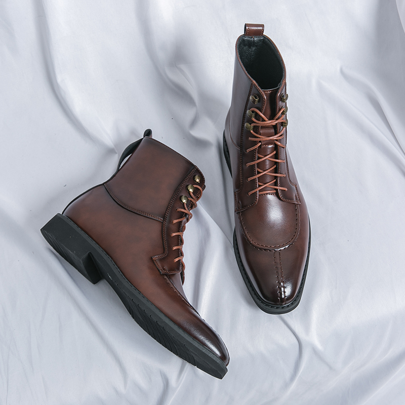 Leatherwork Boots - 2026 New Men's Pointed Brown Black