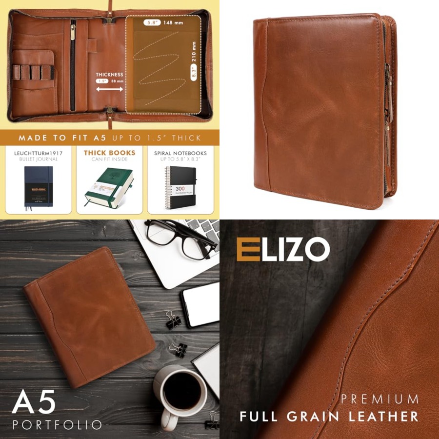 Leather Work Folio - Leather A5 Portfolio Padfolio Folio A5