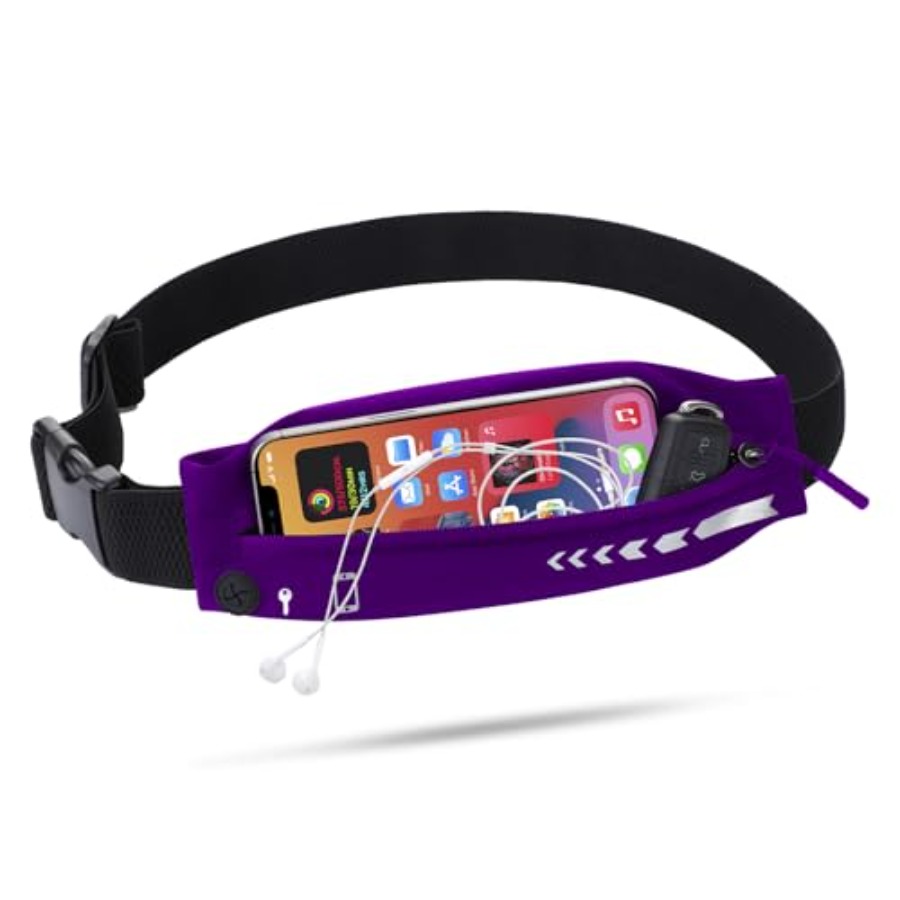 Leather Workout Belt - Slim Running Belt for Women Men-Runners