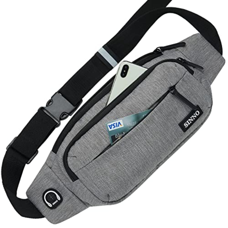 Leather Workout Belt - SINNO Large Crossbody Fanny Pack for