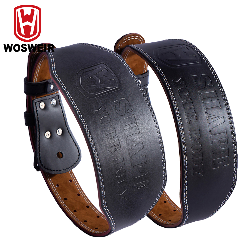 Leather Workout Belt - WOSWEIR-Men's Cow Leather Waist Protection Belt,