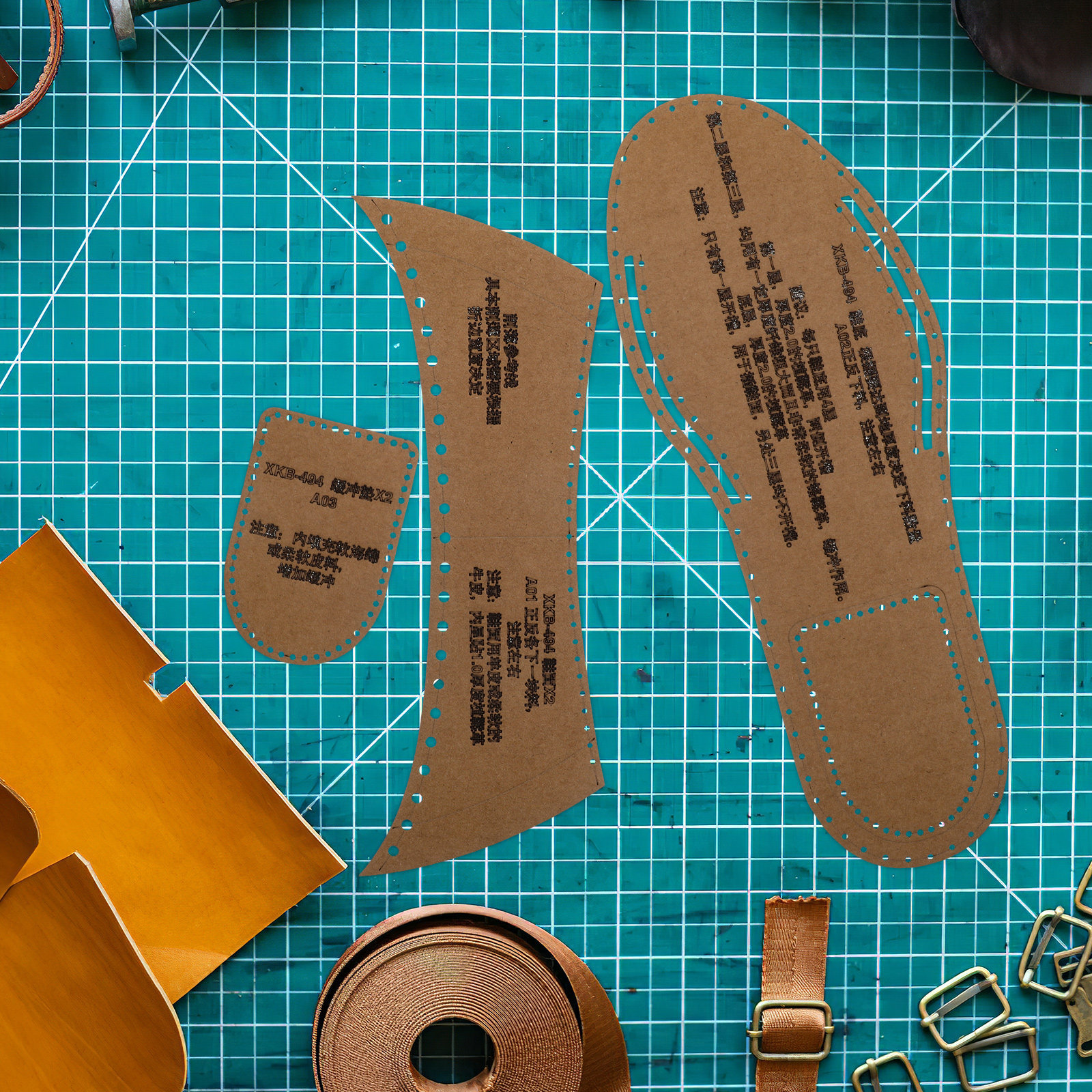 Leatherwork Free Patterns - 1Set Slipper Pattern Kraft Paper Stencil