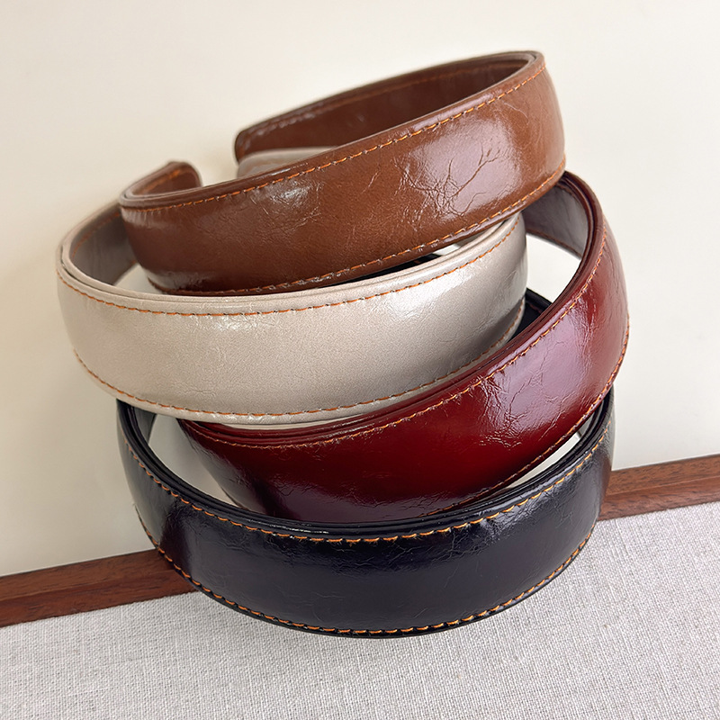 Leather Headbands Simple Solid - Leatherwork Rings 评论和价格