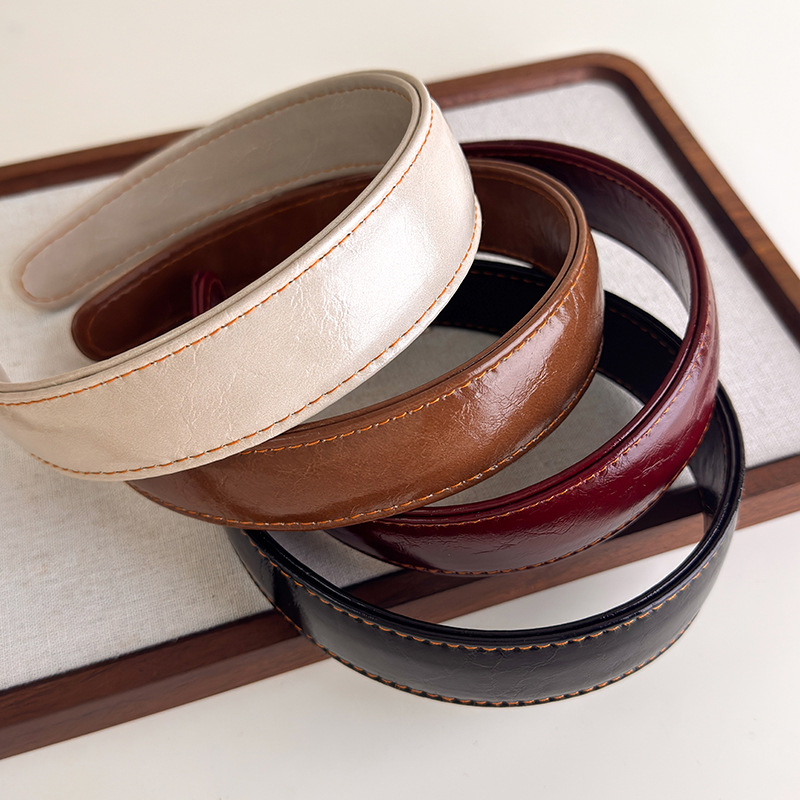 Leather Headbands Simple Solid - Leatherwork Rings 评论和价格