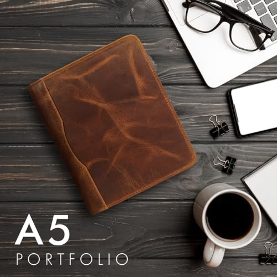 Leather A5 Portfolio Padfolio  - Leather Work Folio 评论和价格