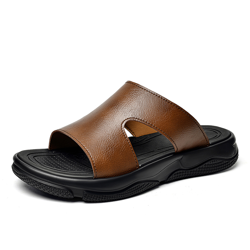 Men's Leather Slide Sandals No - Leather Work Flats 评论和价格