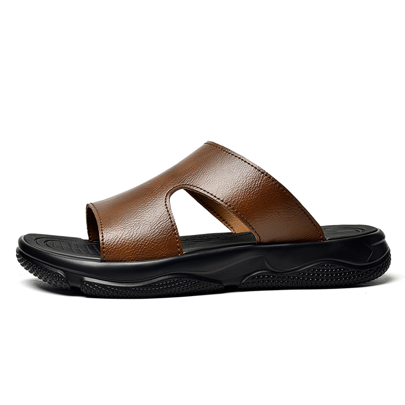 Men's Leather Slide Sandals No - Leather Work Flats 评论和价格