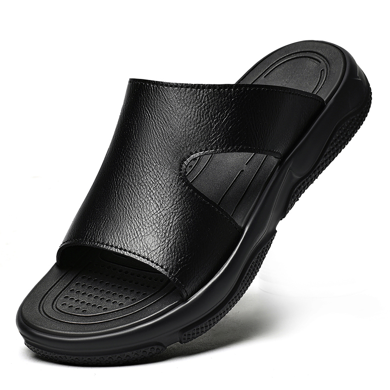 Men's Leather Slide Sandals No - Leather Work Flats 评论和价格