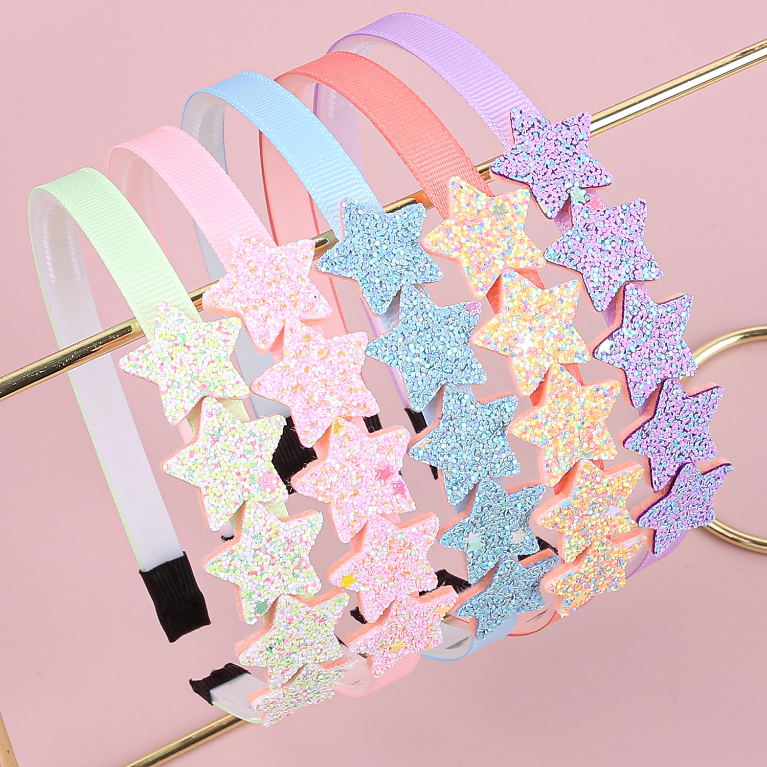 5PCS Glitter Star Headbands Gi - Leatherwork Pony 评论和价格