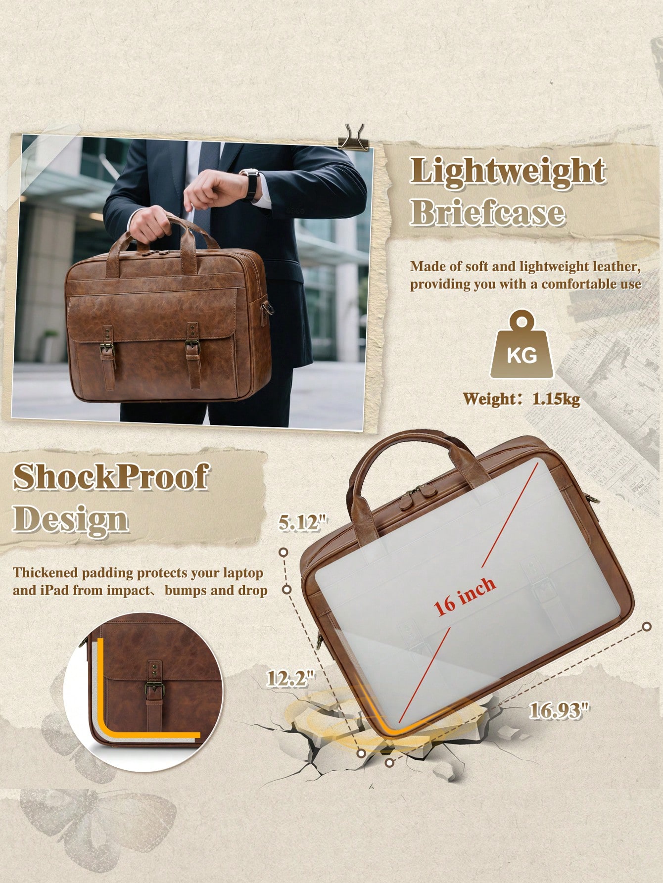 Vintage Leather Messenger Bag  - Leatherwork Bag 评论和价格