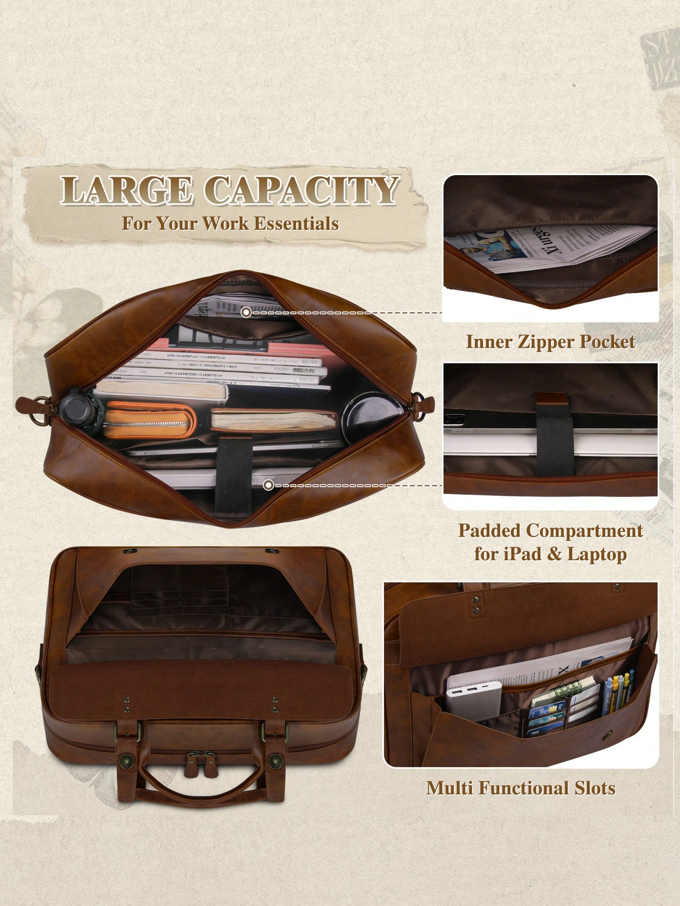 Vintage Leather Messenger Bag  - Leatherwork Bag 评论和价格