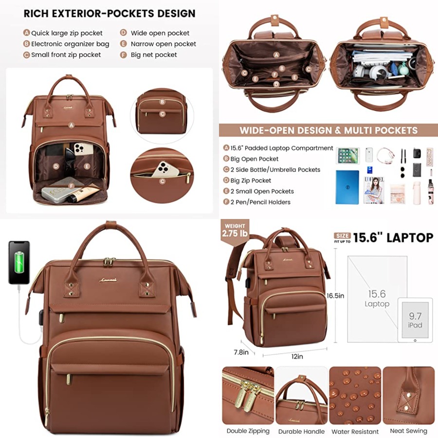 Leather Laptop Backpack for Wo - Leather Works 评论和价格