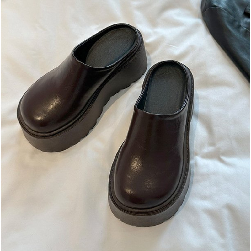 2026New women's thick-soled mu - Leather Work Flats 评论和价格