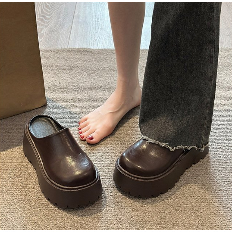 2026New women's thick-soled mu - Leather Work Flats 评论和价格