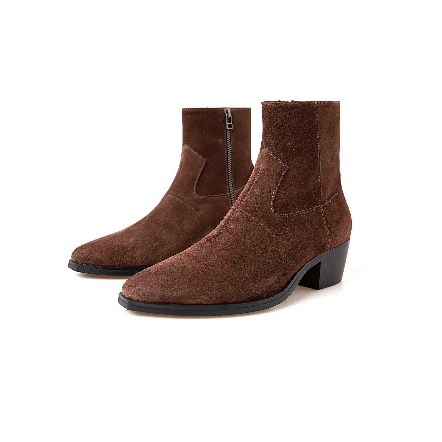 Trendy Western  Boots Thick Bo - Leather Work Western 评论和价格