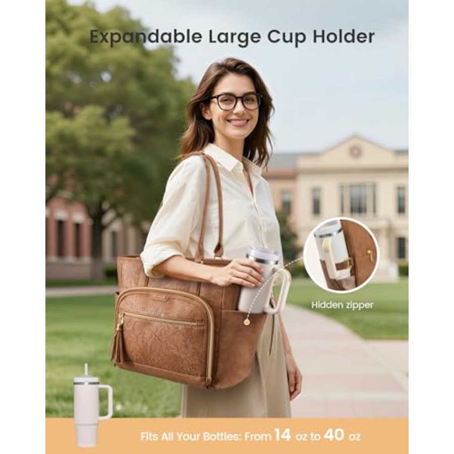 Laptop Tote Bag for Women With - Leatherwork Bag 评论和价格