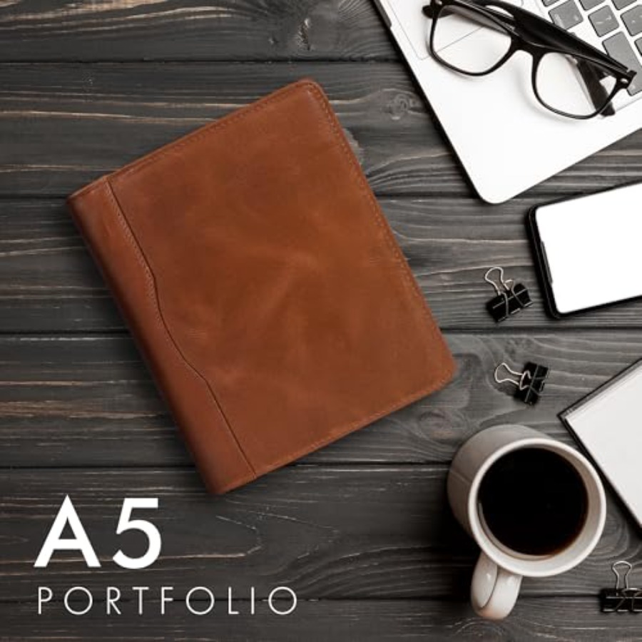 Leather A5 Portfolio Padfolio  - Leather Work Folio 评论和价格