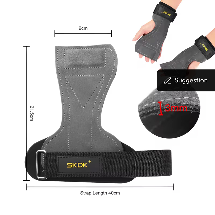 2Pcs Cowhide Gym Gloves Grips  - Leather Workout Belt 评论和价格