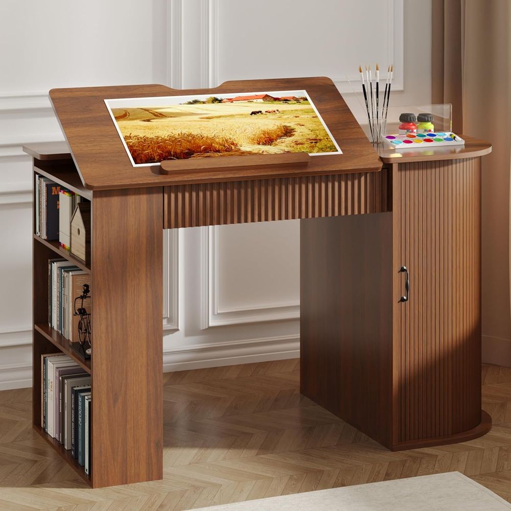 Storage Cabinet Desk with Draw - Leather Works 评论和价格