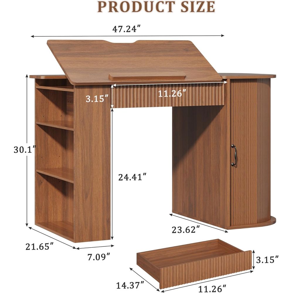 Storage Cabinet Desk with Draw - Leather Works 评论和价格