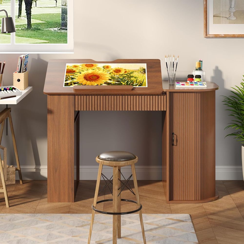 Storage Cabinet Desk with Draw - Leather Works 评论和价格