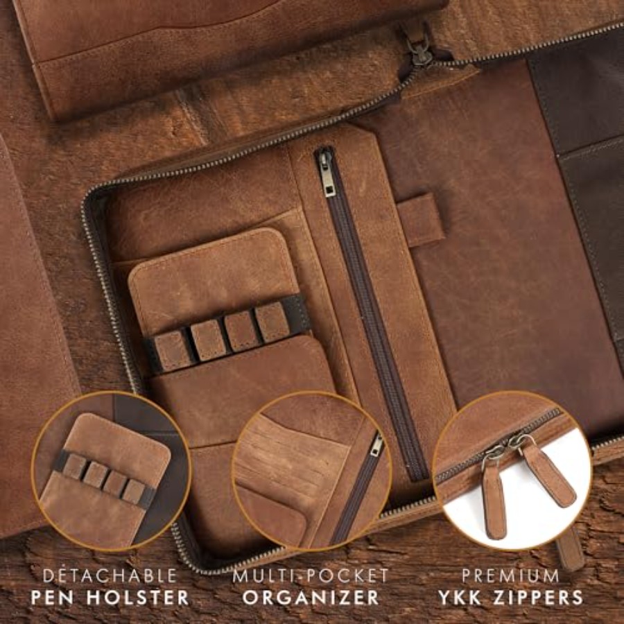 Leather A5 Portfolio Padfolio  - Leather Work Folio 评论和价格
