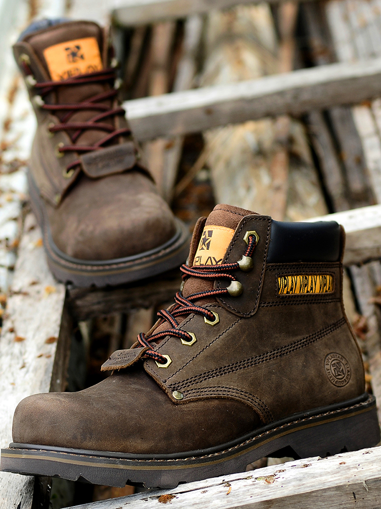 Men's Genuine Leather Boots  C - Leather Work Western 评论和价格