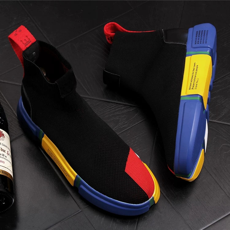 2026 New Men's Black Sock Snea - Leatherwork Boots 评论和价格