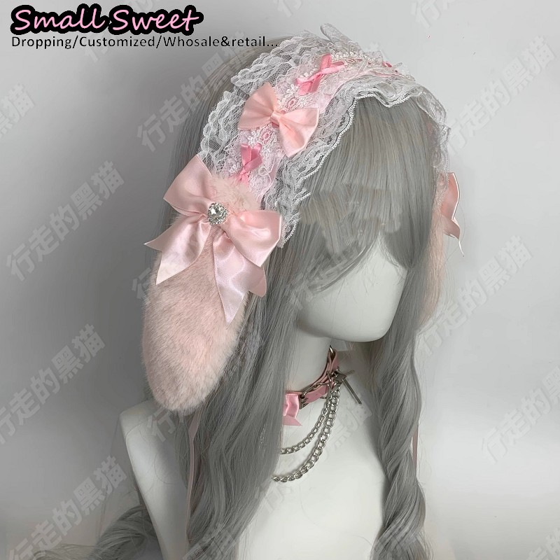Goth Bunny Ear Bow Hair bands  - Leatherwork Rings 评论和价格