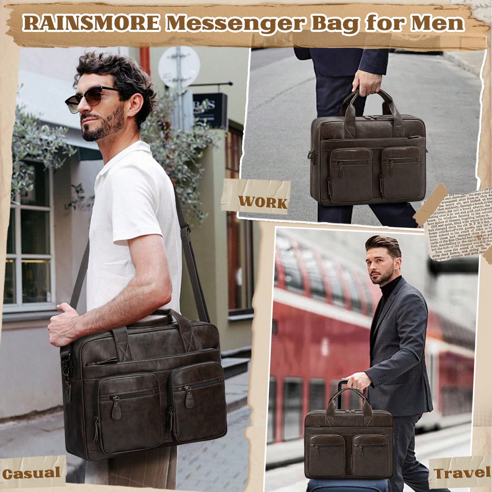 Vintage Messenger Bag For Men  - Leatherwork Bag 评论和价格