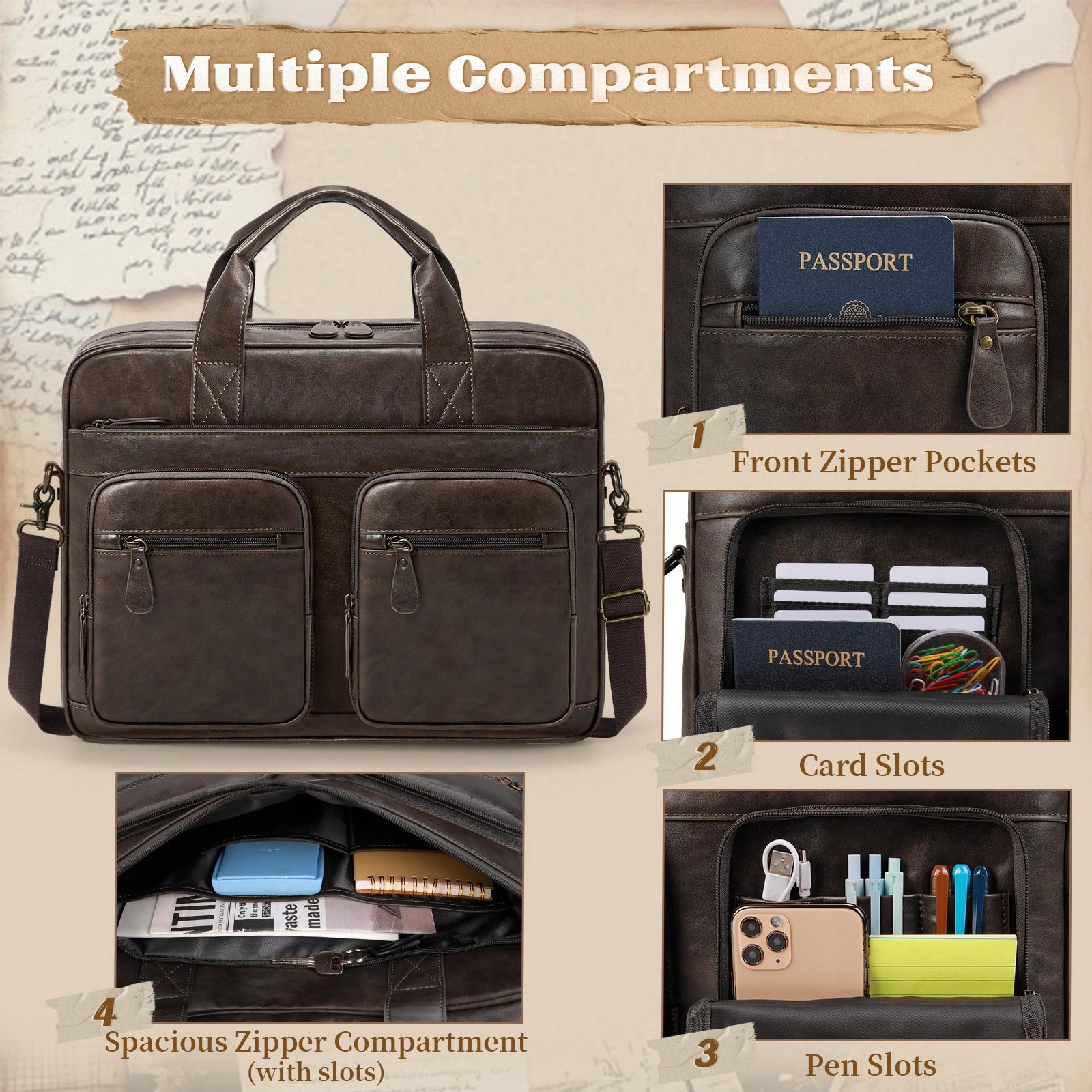 Vintage Messenger Bag For Men  - Leatherwork Bag 评论和价格