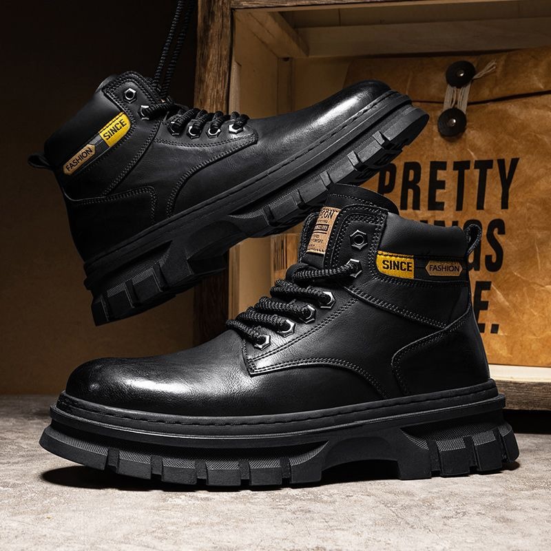 Vintage Men Platform Ankle Boo - Leatherwork Boots 评论和价格