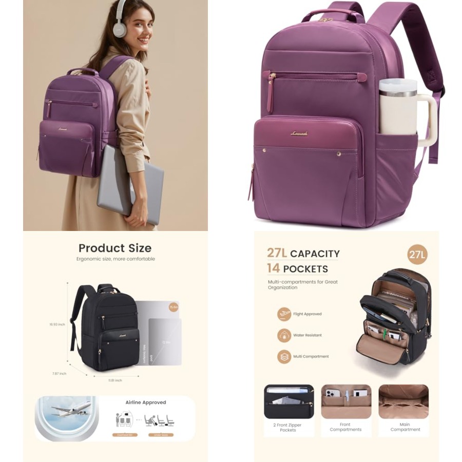 Laptop Backpack for Women with - Leather Works 评论和价格
