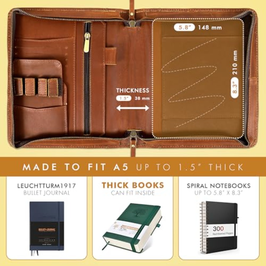 Leather A5 Portfolio Padfolio  - Leather Work Folio 评论和价格