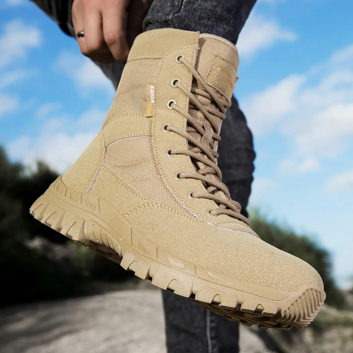 Men's Outdoor Hiking Shoes Hig - Leatherwork Boots 评论和价格