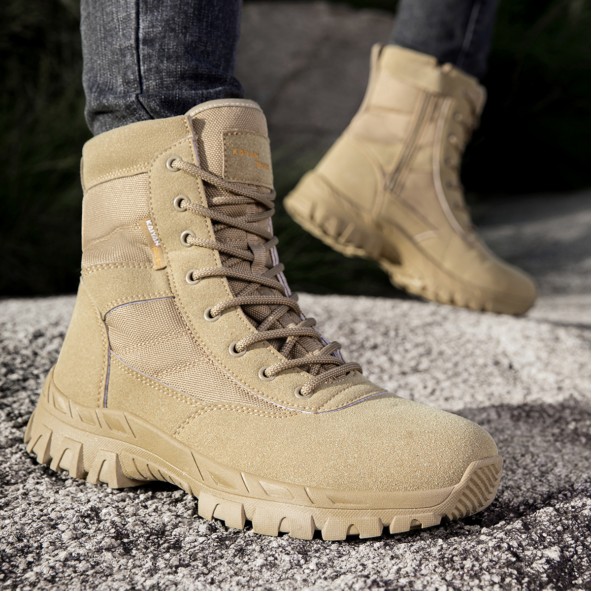 Men's Outdoor Hiking Shoes Hig - Leatherwork Boots 评论和价格
