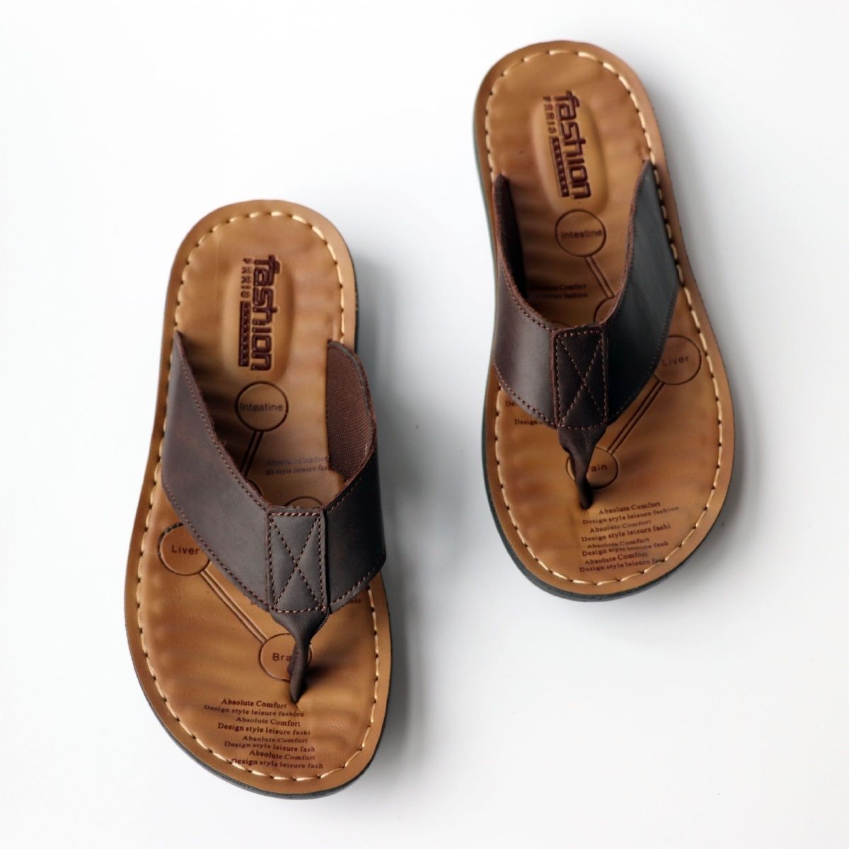 Summer Shoes Men Slippers Genu - Leather Work Flats 评论和价格