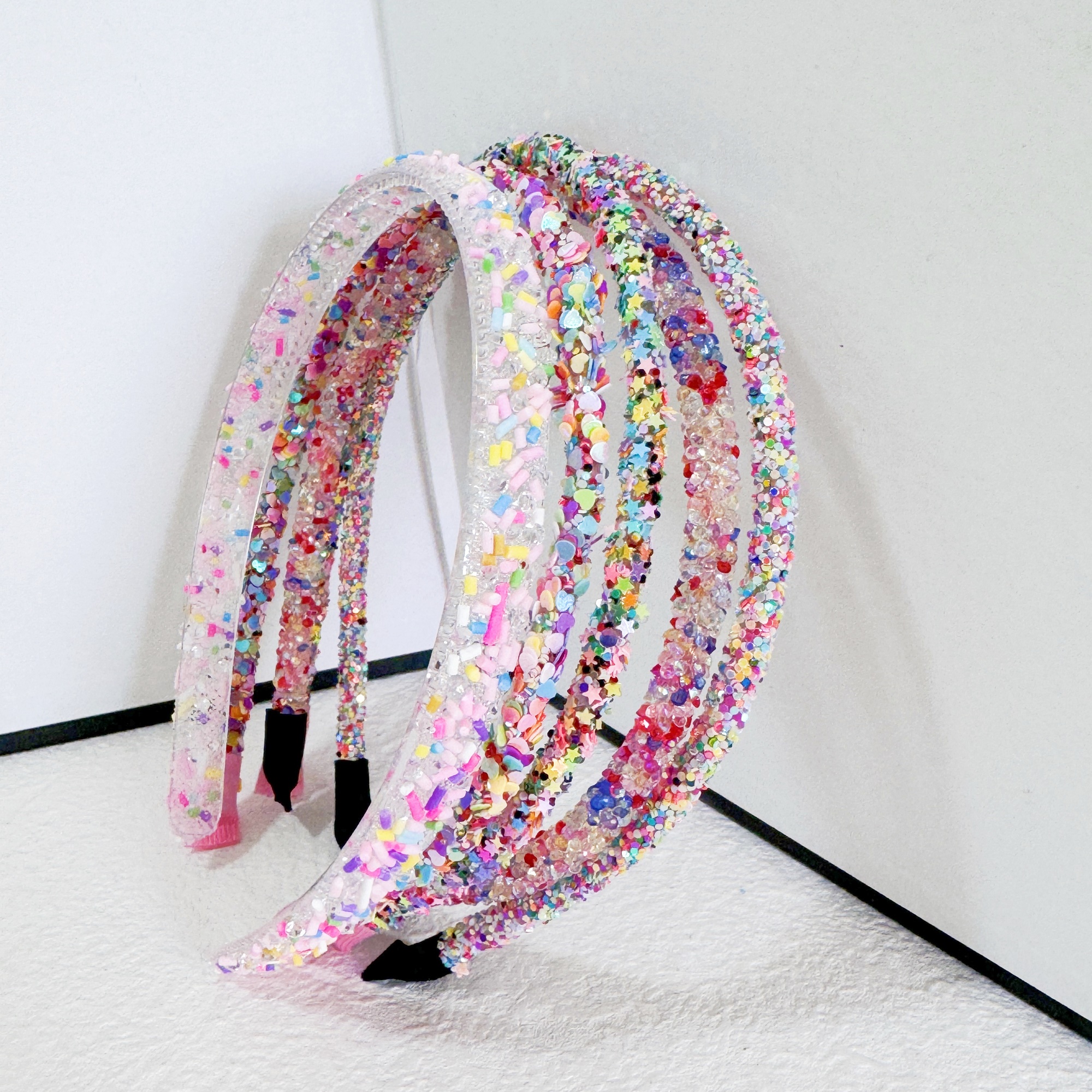 5PCS Glitter Plastic Hairbands - Leatherwork Pony 评论和价格