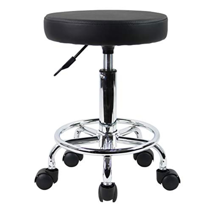 PU Leather Round Rolling Stool - Leather Works 评论和价格