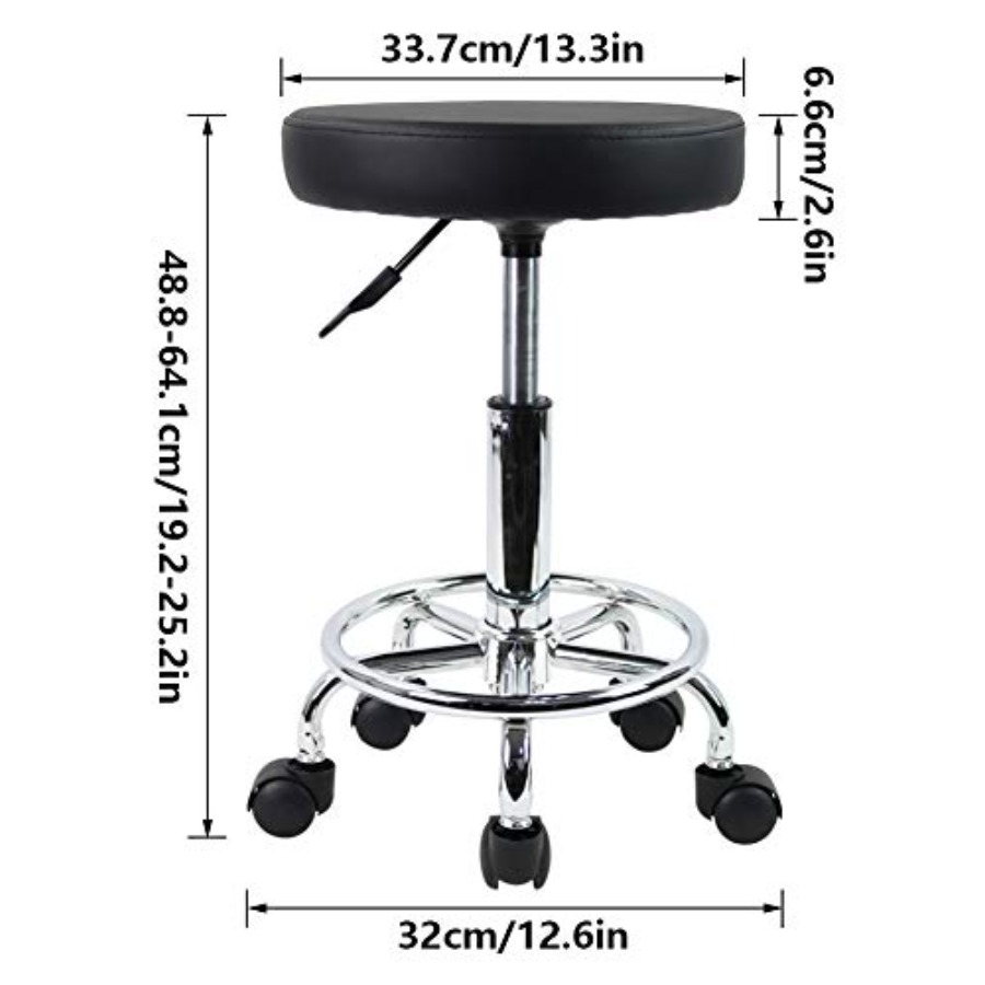 PU Leather Round Rolling Stool - Leather Works 评论和价格