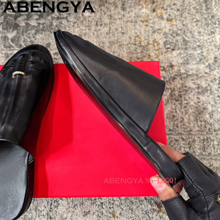 Black Real Leather Wrap Toe lo - Leather Work Flats 评论和价格