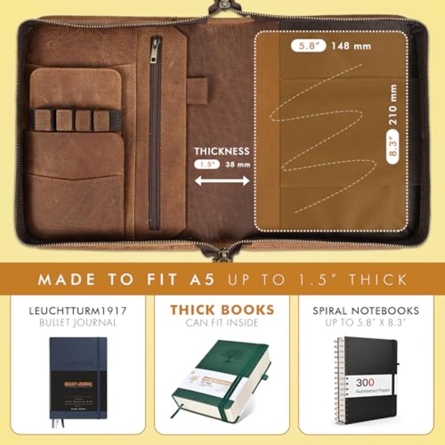 Leather A5 Portfolio Padfolio  - Leather Work Folio 评论和价格