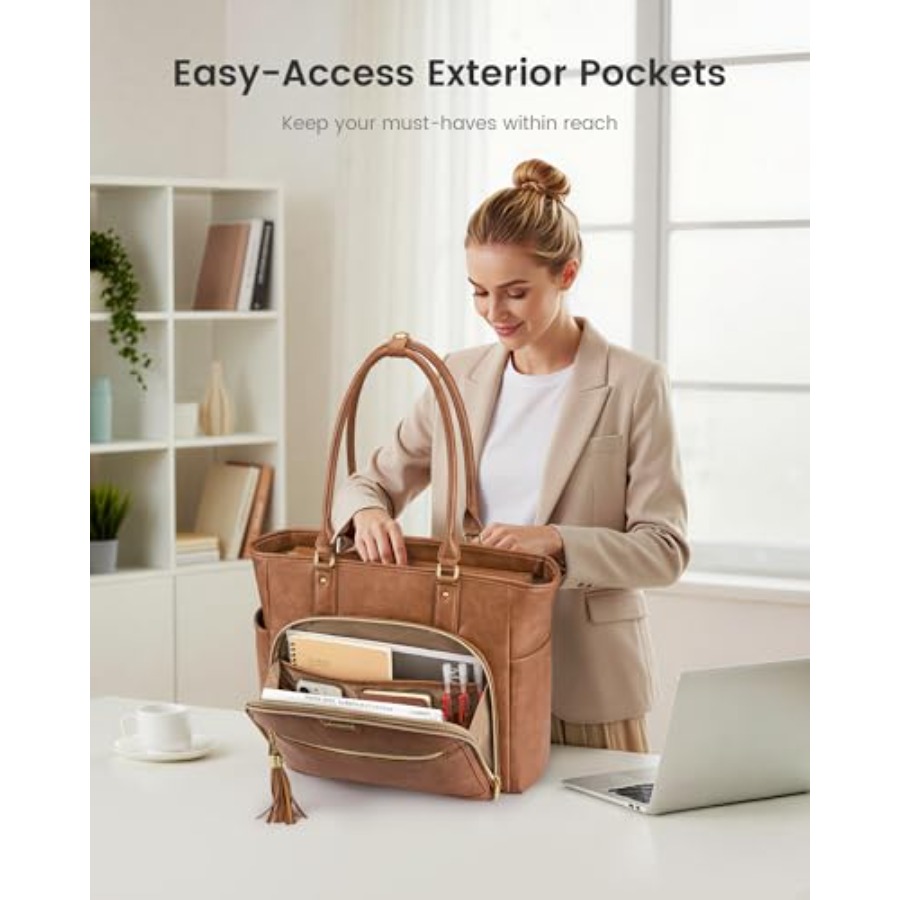 Laptop Tote Bag for Women With - Leatherwork Bag 评论和价格