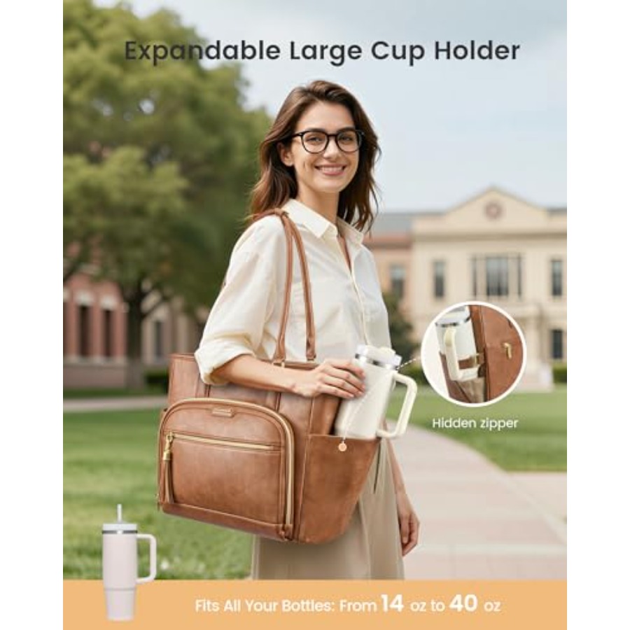 Laptop Tote Bag for Women With - Leatherwork Bag 评论和价格